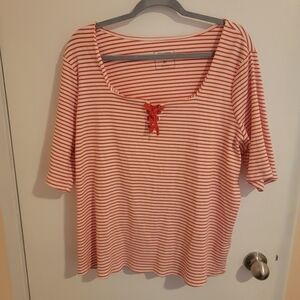 Candace Cameron Bure Top Womens 2X Stripe Top XXL Preppy Cruise Resort Beach